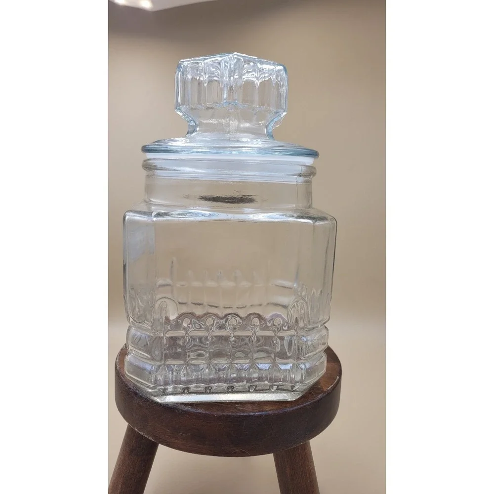 Vintage‎ Koezes Clear Glass Canister Apothecary Candy Jar with Lid 7